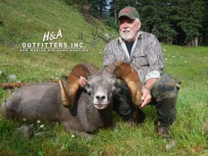 <p>Congratulations goes out to Len Vining of Michigan for completing his Grand Slam in New Mexico with a book Rocky Mountain Bighorn Sheep!  Len’s Ram green scored 184 5/8” and was 11 years old.  Pre-season scouting was the key once again in harvesting this tremendous Ram!  Len drew his tag through Cabelas TAG program and had his choice of H&A Outfitters, Inc. or another outfitter.  He made the right choice and decided to hunt with us and once again we produced the biggest Ram killed in Latir Wildnerness in 2016 and also 2015.</p>