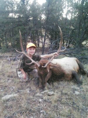 Matthew Dean, one of our most successful youth hunters of the 2015 season!  He started his New Mexico hunting safari off with harvesting this good-looking 4 x 4 bull elk.   Matt and guide, Rick, hunted hard for 4 days before having the opportunity to harvest the only bull they saw in that 4 days.  Matt wasn't about to let it get away!  Good job guys!  Congrats!